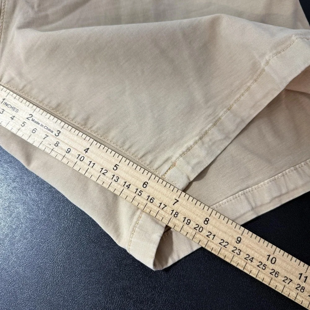 Marine Layer Shorts Mens 34 Beige Chino Canvas Casual Zip Fly Pockets Logo